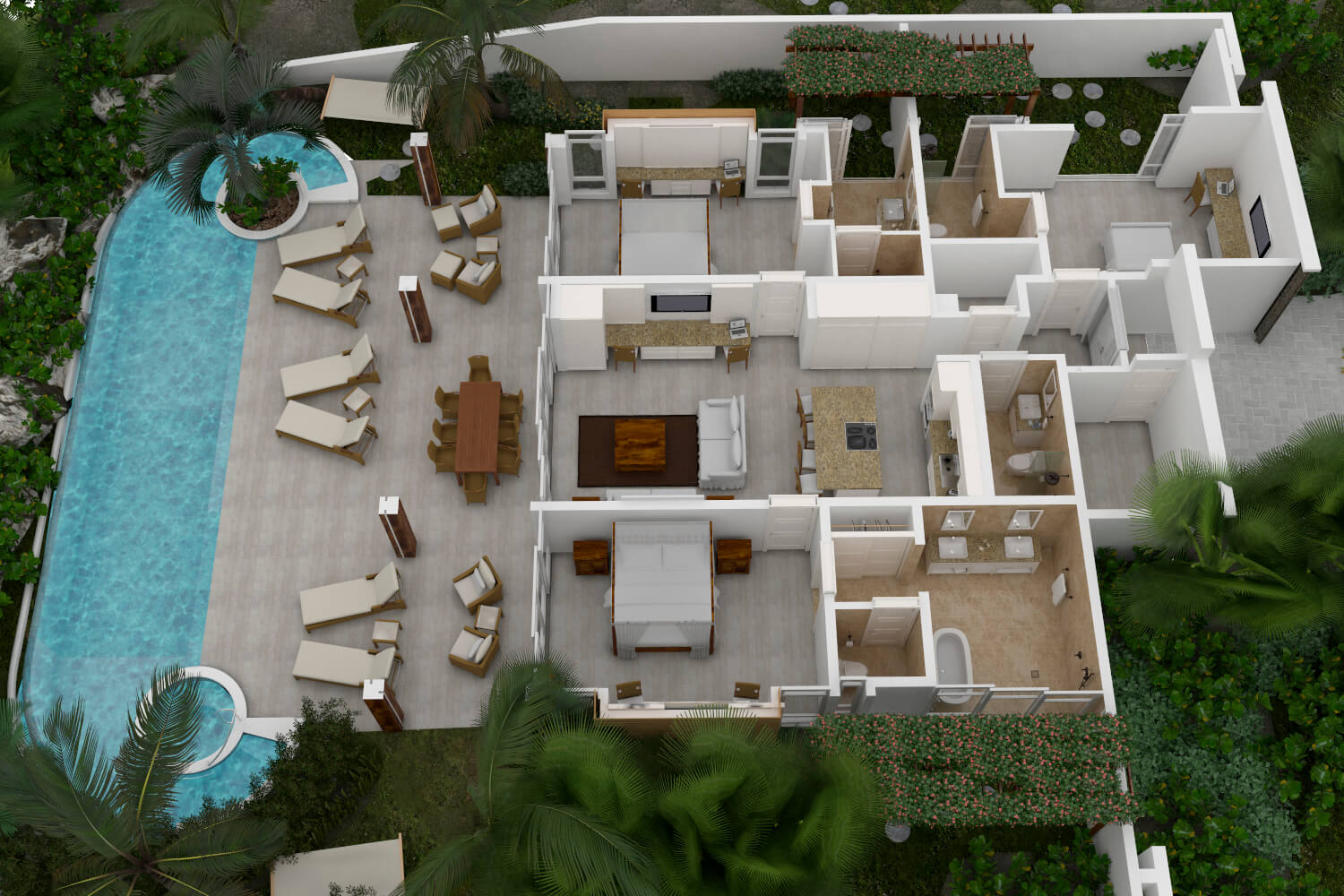 Floor plan 3 bedroom detached villa Crane Beach Houses